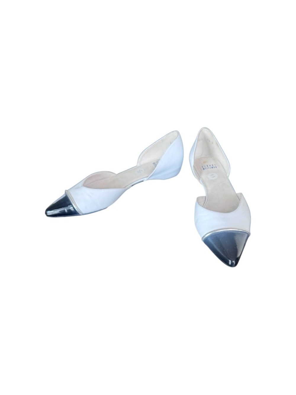 Stuart Weitzman White Leather D'Orsay Flats